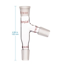 StonyLab Three Way Adapter, 3 Way Distilling Adapter with 19/22 Connections for Distillation Apparatus, Distillation Head
