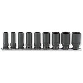 Koken RS13301X/9 3/8 (9.5 mm) SQ. Impact Hex Semi-Deep Socket (Thin) Rail Set, 9 Pieces