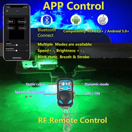 NBWDY Green Boat Drain Plug Light,IP68 Underwater Boat Lights with APP Remote Control,Replaces Standard 1/2" NPT Drain Plug for Cruising, Fishing & Fun,Smart Cooling System,No Holes to Drill!