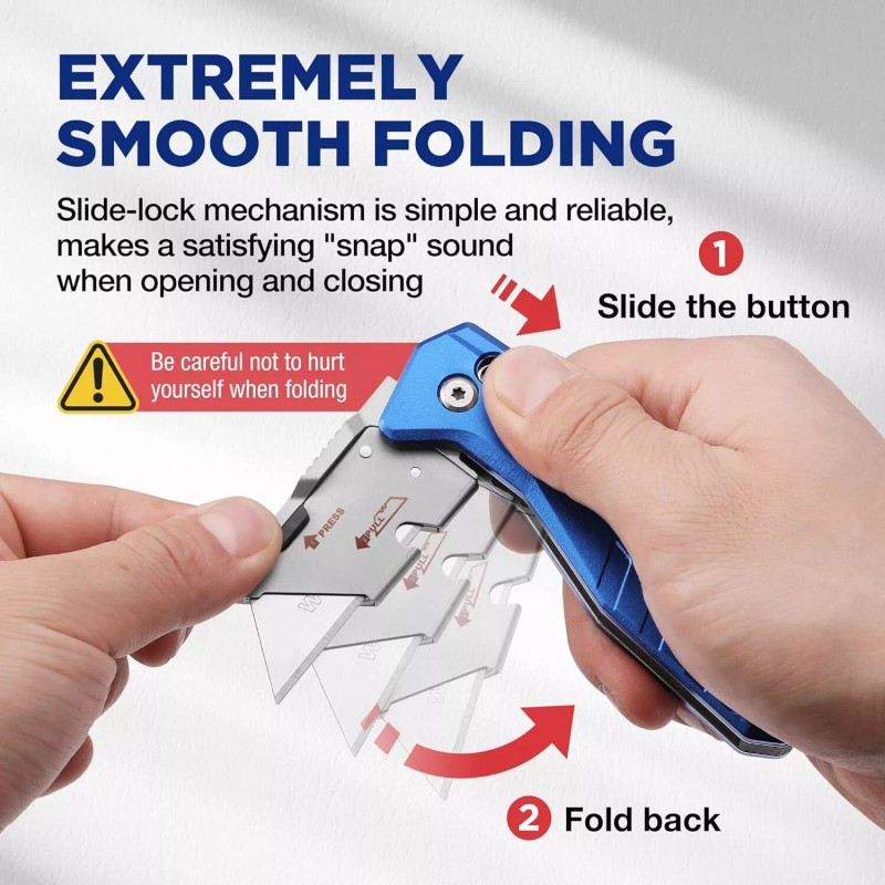 WORKPRO Heavy Duty Folding Utility Knife Metal Box Cutter Razor