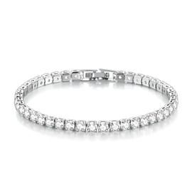 Gold Tennis Bracelet, Stretch Hand Jewelry for Women Men, Luxury Shiny (Simulated Diamond) - Christmas or Birthday Gift, Adjustable, Rhinestone, Rhinestone