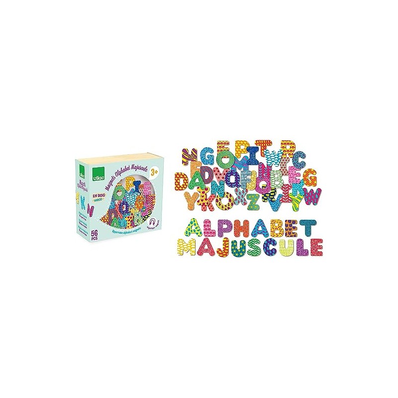Vilac – 6702 – Großbuchstaben mit Magneten – 56 teilig