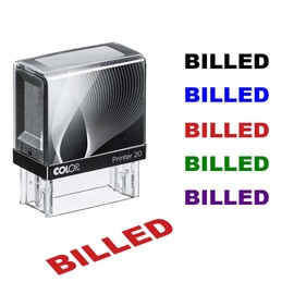 Billed Self-Inking Stamp – 9/16" x 1-1/2" Impression | Office Stock Rubber Stamp | Available in Red, Blue, Black, Green, Purple Ink | Fast, Clean, Re-Inkable