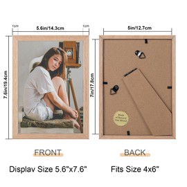 4pack-5x7 Inch Natural Solid Oak Wood Picture Frames Set for Table Top Display and Wall Mount Photo Frame for Wedding or Home Decoration