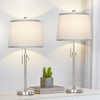 JUNNAI Table Lamps Set of 2, Bedside Lamp Silver Tall