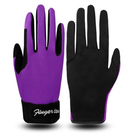 Horse Riding Gloves Kids Boys Girls Equestrian Ride Youth 1 Pair, Autumn Summer Comfortable Breathable Grip for Junior Children(Kids-Purple,Medium)
