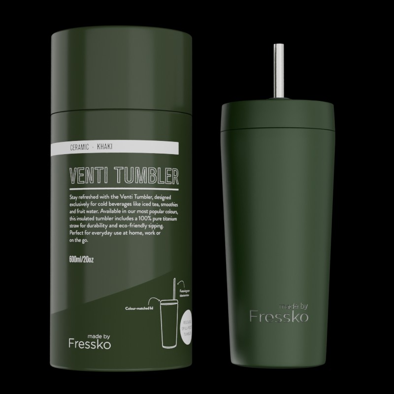 Fressko Ceramic Lined Tumbler with Titanium Straw - Venti 20oz,