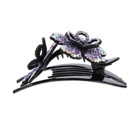 Mikinona Ponytail Bun Hair Clip Shiny Rhinestones Elegant Flower Barrette for All Hair Types for Parties Birthdays and Daily Wear