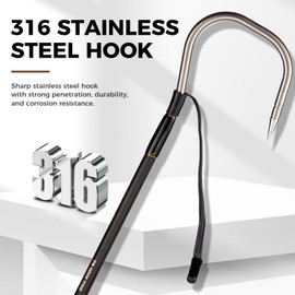 TRHUNTER Carbon Fiber Fishing Gaff Saltwater Fish Gaff with S316 Stainless Steel Fishing Hook (Brown Gaff - 7' - 4'' Hook)