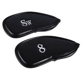 ZJchao Cubierta de la Cabeza del Club de , 12pcs Cuero de la PU Negro Funda para Palos de Cubierta de la Cabeza de Hierro Conjunto del Protector Ajuste Protector Funda Accesorio