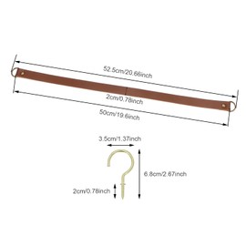 Leather Curtain Tiebacks Vintage Tie Backs for Outdoor Curtains Pull Backs with 2 Metal Hooks Drapery Holdbacks for Office Home Living Room Bedroom 2 Pcs (Dark Brown,Narrow)