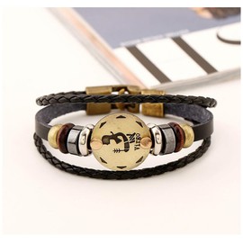 Zodiac Sign, Constellation, Astrology Bracelet, Charm Leather Wristband, Bangle, Base Metal, Virgo01
