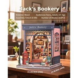 CUTEBEE Book Nook Kit, DIY Miniature House Kits for Adult and Teens, Dollhouse Mini Booknook House Bookshelf, DIY Craft Gifts for Family and Friends (Jack's Bookery)