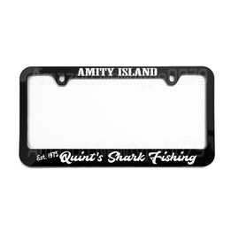 License Plate Frame, Quint s Shark Fishing Amity Island, Tag Cover, Car Frame, Auto Accessories, Cool Decoration, for USA & Canada License Plate Frame