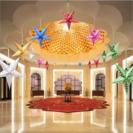 EliteKoopers Paper Xmas String Hanging Star For Christmas Decoration Tree Party Ornament (1 Pcs) (60cm, Gold)