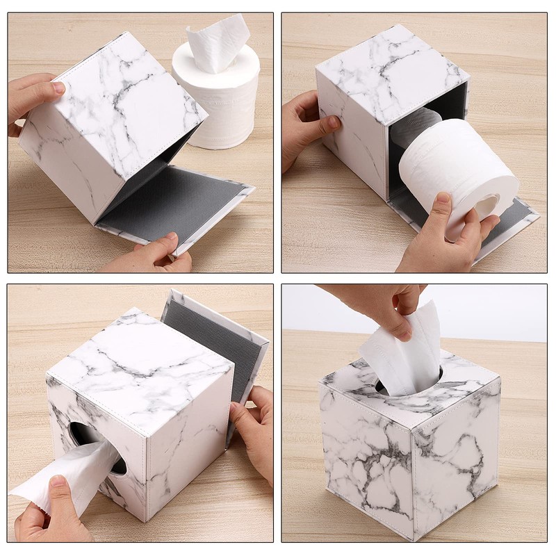 BSTKEY PU Leather Household Office Cube Square Tissue Paper Holder
