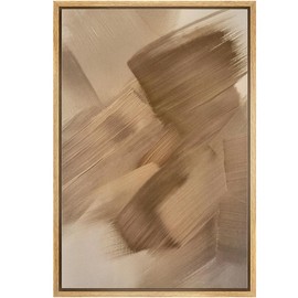 MUDECOR Framed Canvas Print Wall Art Bold Brushstroke Abstract Modern Neutral Brown Illustrations Modern Art Decorative Bohemian Colorful for Living Room, Bedroom, Office - 16"x24" NATURAL