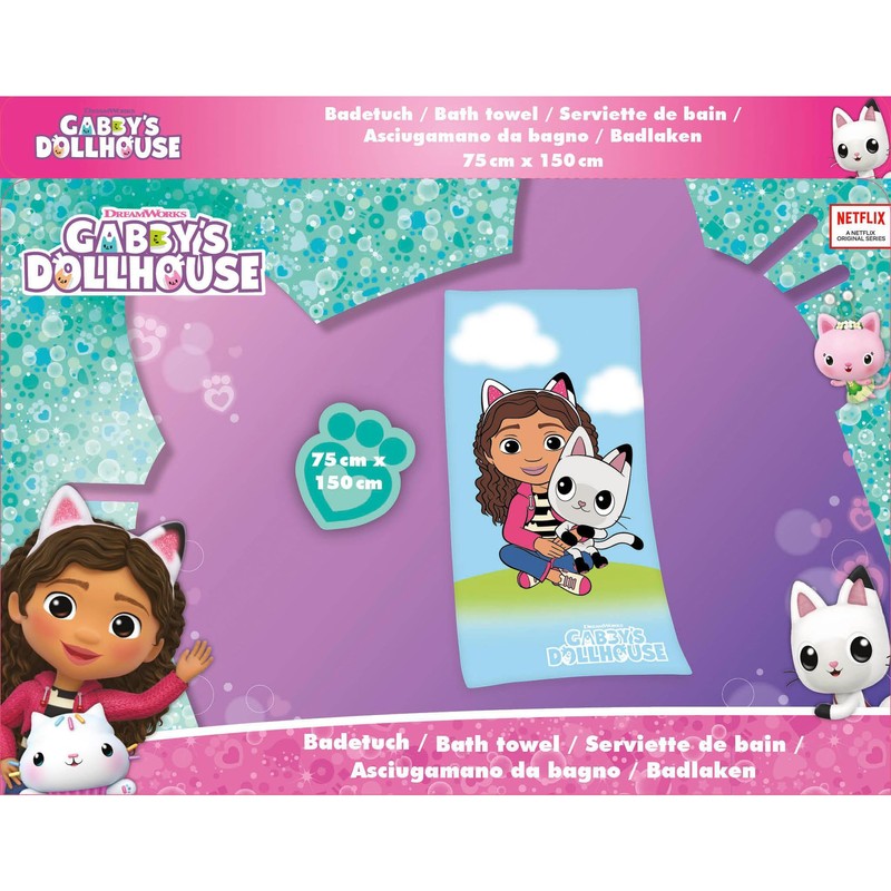 Herding Velour towel Gabby's Dollhouse, 75 x 150 cm, 100%