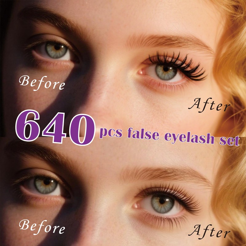 Flomitta Lash Clusters Kit 10-16mm Natural Cluster Eyelash Extensions Kit