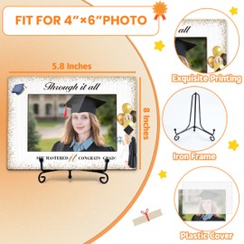 DETIHO Graduation Picture Frame Class of 2025, Photo Frames 4x6 with Iron Stand, Congrats Grad Gifts for Her - Through it all She Mastered it H10