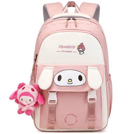 SHSAIEDHA 2pcs Cute Backpack for Women - Aesthetic Casual Daypack for Travel - 18 Inch Large Capacity Casual Daypack with Plush Pendant (PINK)