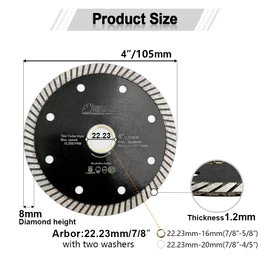 SHDIATOOL Super Thin Diamond Turbo Blade 10PCS 4-Inch Cutting Disc Saw Blade for Porcelain Ceramic Tile Granite Dia 105mm