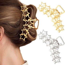 CASDRE Star Hair Claw Clips Metal Medium Hair Clips for Women (Pack of 2)