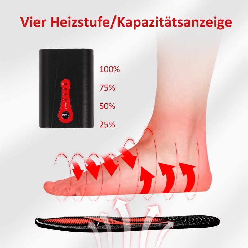 Thermrup Electric Heated Insoles Foot Warmers Rechargeable Li-Ion Battery(4 Temperature