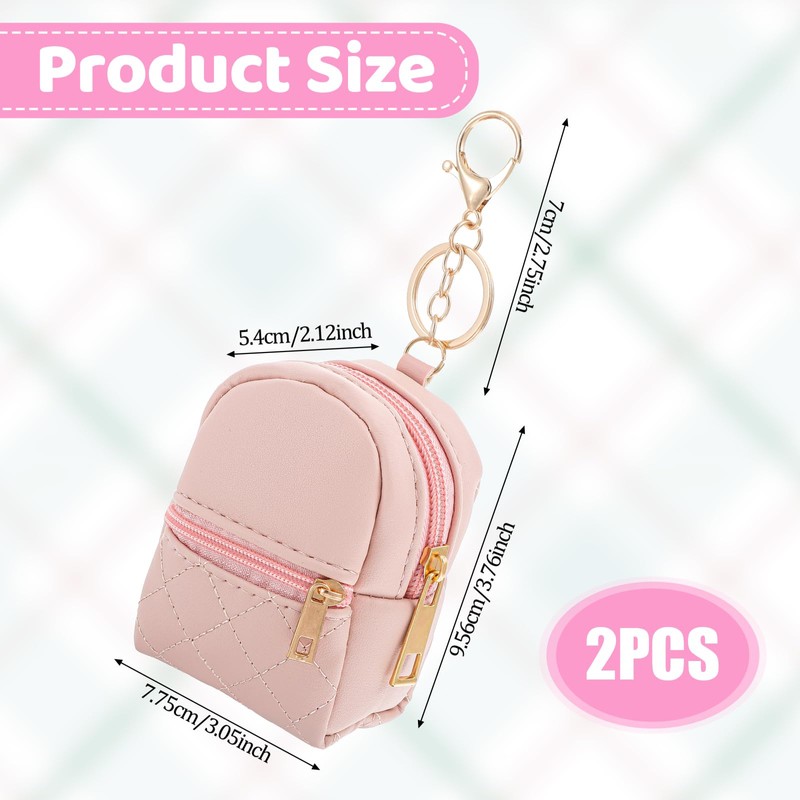 2pcs Mini Backpack Cute Cosmetic Bag for Women PU Leather