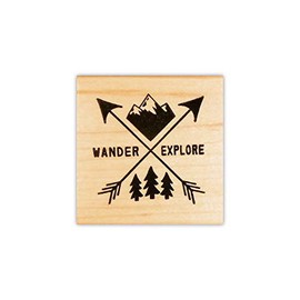Wander/Explore/Arrows X Mounted Rubber Stamp - Camping, Hiking, Backpacking, Outdoors, Wilderness, Adventure #25