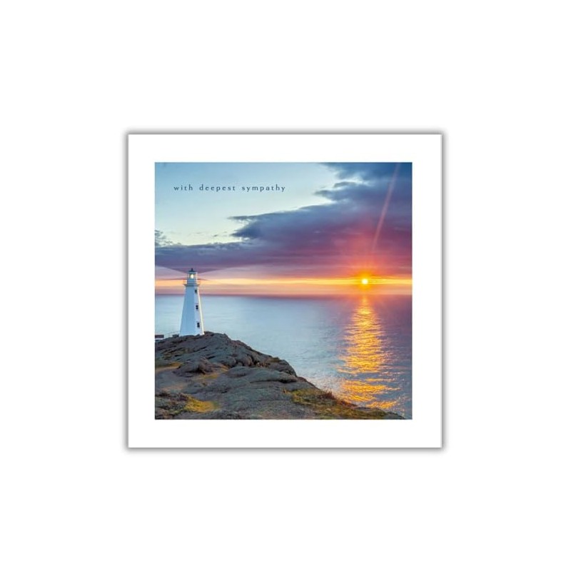 Sympathy Card - With Deepest Sympathy - Lighthouse and Sunset