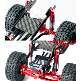 OGUNKE OGRC Shocks Absorber Oil Threaded Damper Aluminum Front & Rear Shocks for Axial SCX24 C10 JLU Deadbolt Gladiator Bronco Upgrade Parts (Red), ORC257BT