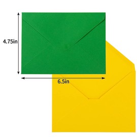 50 Pieces A6 Envelopes for 4 x 6 Greeting Cards, Birthday Party, Photos, Baby Shower and Wedding Invitations, 6.50 x 4.75 Inches(10 Colors, 5 Pieces Per Color)