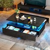 YITAHOME LED Coffee Table with Storage, High Glossy LED Coffee