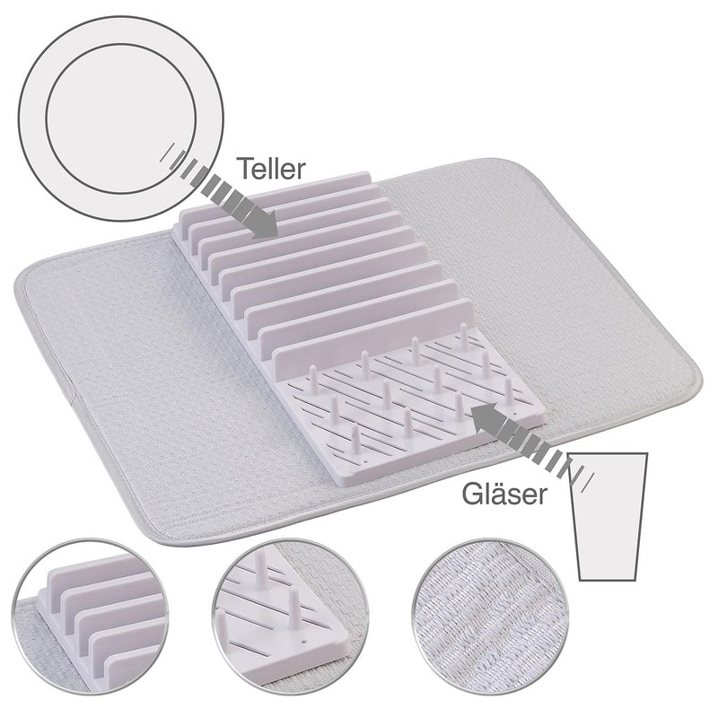 Rosenstein & Söhne Dish Drainer with 2 Draining Mats, 1