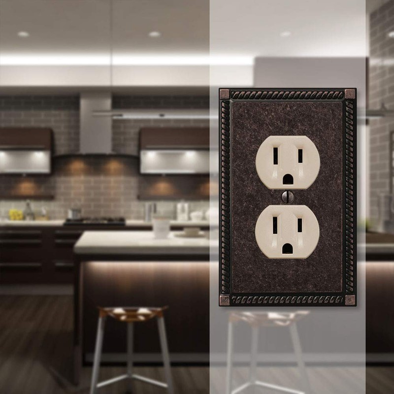 Amerelle Georgian Single Duplex Cast Metal Wallplate in Tumbled Aged