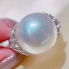 Metmejiao Vintage Women Pearl Ring 925 Sterling Silver Shiny Round