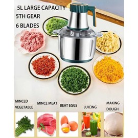 Aptovpvp 5L Electric Meat Grinder, Stainless Steel Dough Machine, 500w Strong Food Processing Machine, 5-Speed Mode, Used For Dough Stirring, Onion, Meat, Nuts, Fruits, Garlic, Vegetables