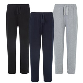 Style It Up Mens 3 Pack Pyjamas Plain Lounge Pants Breathable Comfortable Soft Elasticated Bottoms Adults Loungewear (Grey-Black-Navy, XL)