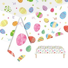 Ycfish Easter Tablecloth, Easter Table Decorations, Colouring Egg Table Cloth, Reusable Party Tableware, Large Outdoor Easter Decor Kit, for Easter Home Party Supplies 54x108 inch