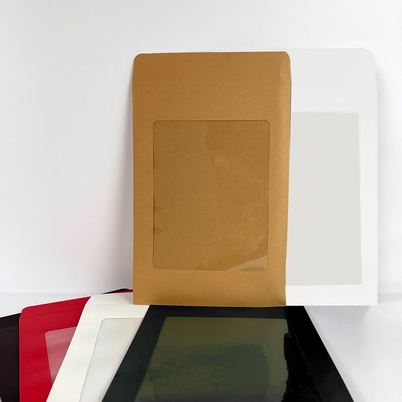 Full Window Envelopes [8 Pack] Envelopes Kraft Paper Square Envelopes
