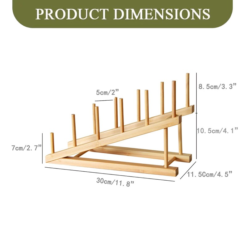 SunnyZoo Dish Plate Rack Organizer Plate Holder Bamboo for Display