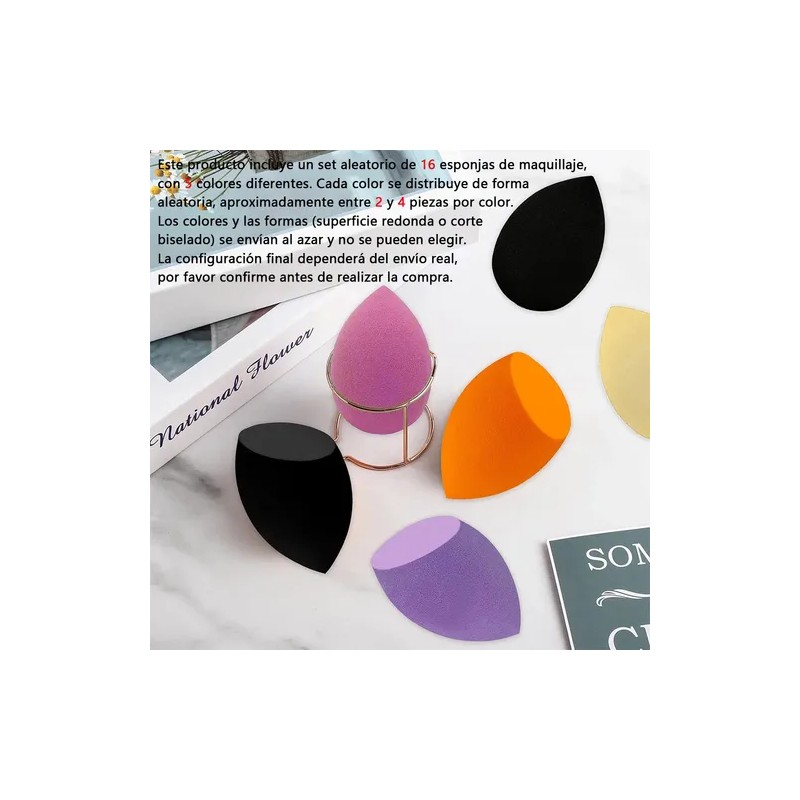 16kit Esponjas Blender Maquillaje Beauty Base Cara Versátil