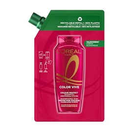 L'Oréal Paris Elvive Colour Protect Shampoo Refill Pouch, with Pure Vitamin Cg and UV filters, for Coloured & Highlighted Hair, Suitable for all hair textures, -60% less plastic, Value format, 500ml