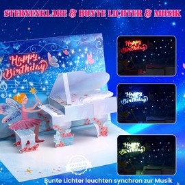 Birthday Card with Music, 3D Pop-up Birthday Cards Music for Girls Children, Singing Card Birthday Gifts for 1 Year, 2/3/4/5/6/7/8/9 Years Girls, Daughter, Granddaughter, Niece
