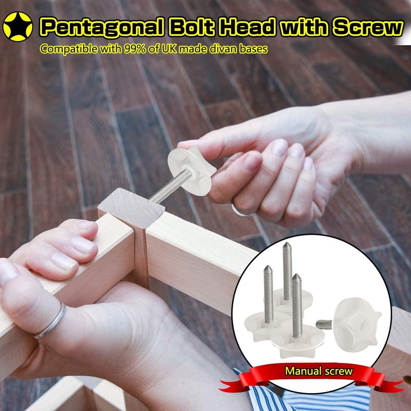 4 Pack Headboard Fixings Pointed Headboard Bolts with Screws and