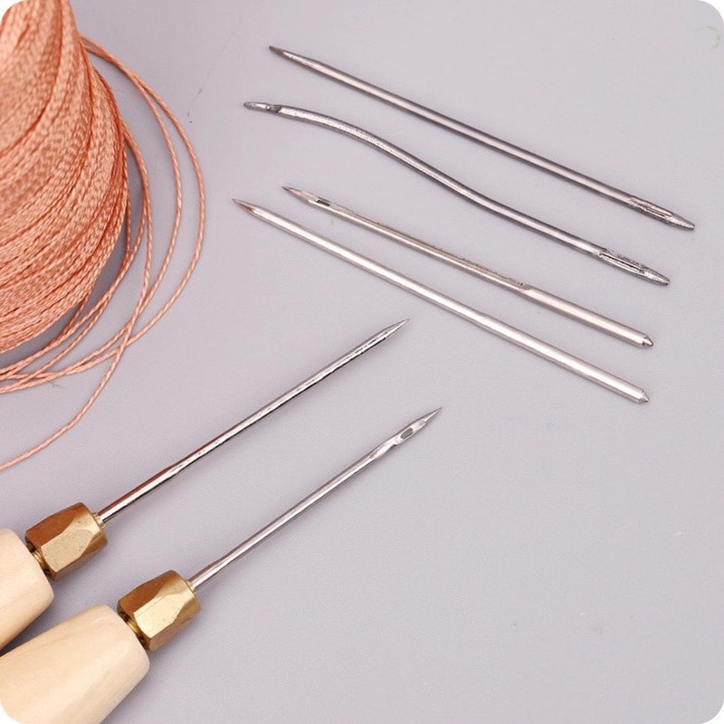 ArrErr Leather Sewing Awl Needle Wooden Handle Scratch Awl Tool