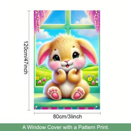BlissYard Easter Decoration Window Cover Bunny Easter Banner Bunny Background Cute Bunny Banners for Shool Home Office Window Outdoor Decor Outside Party Supplies 31x47 Inch