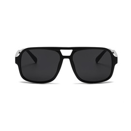 JCTAIFOO Retro Sunglasses for Men Women Classic 70s Vintage Rectangular Oversized Square Sunglasses, Black/Dark Grey