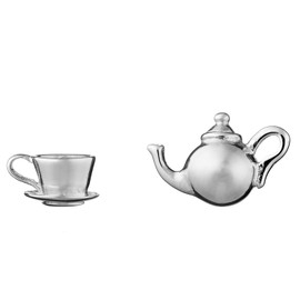 Lily Charmed - 925 Sterling Silver Teapot and Teacup Stud Earrings